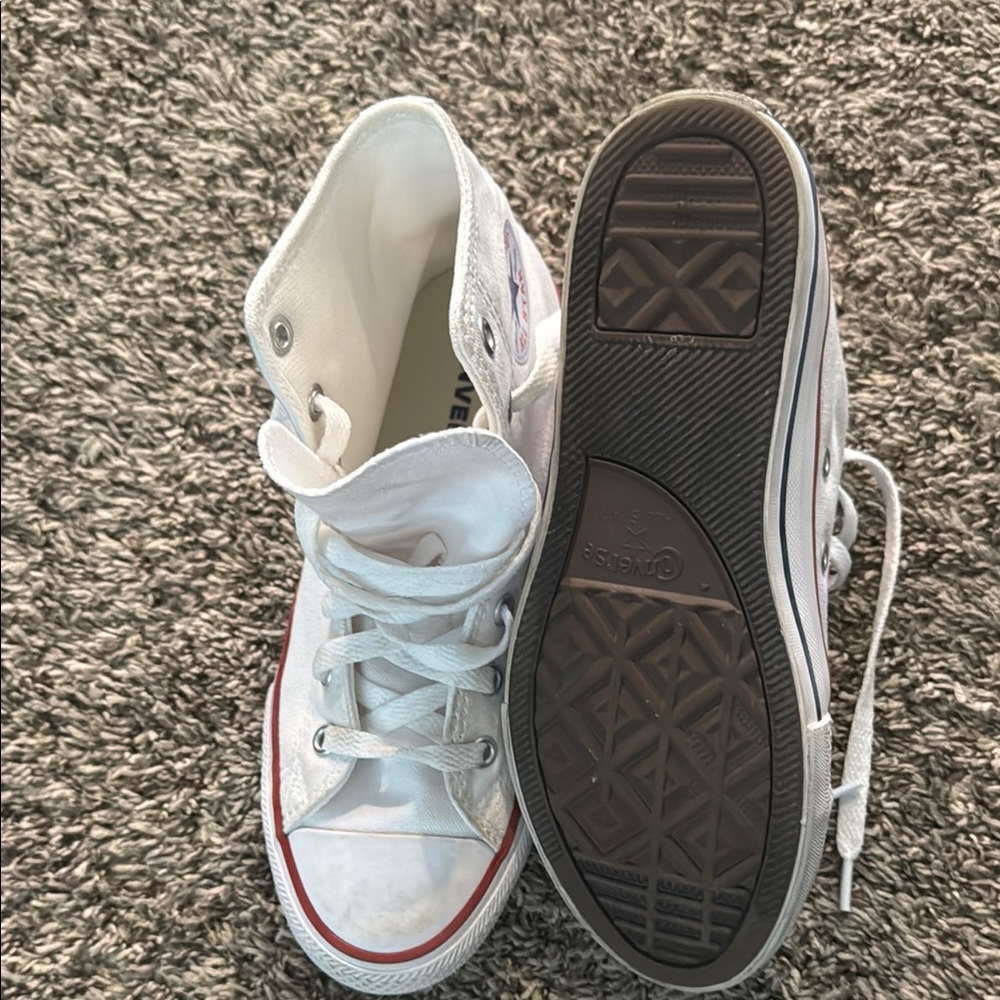Converse White High-Tops with Red Accents